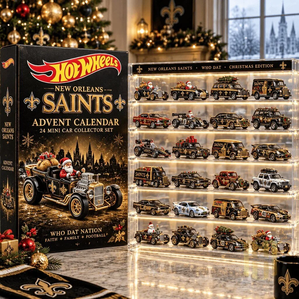 24 Mini Car Collector Set 2D Christmas Advent Calendar by Hot Wheels - New Orleans Saints