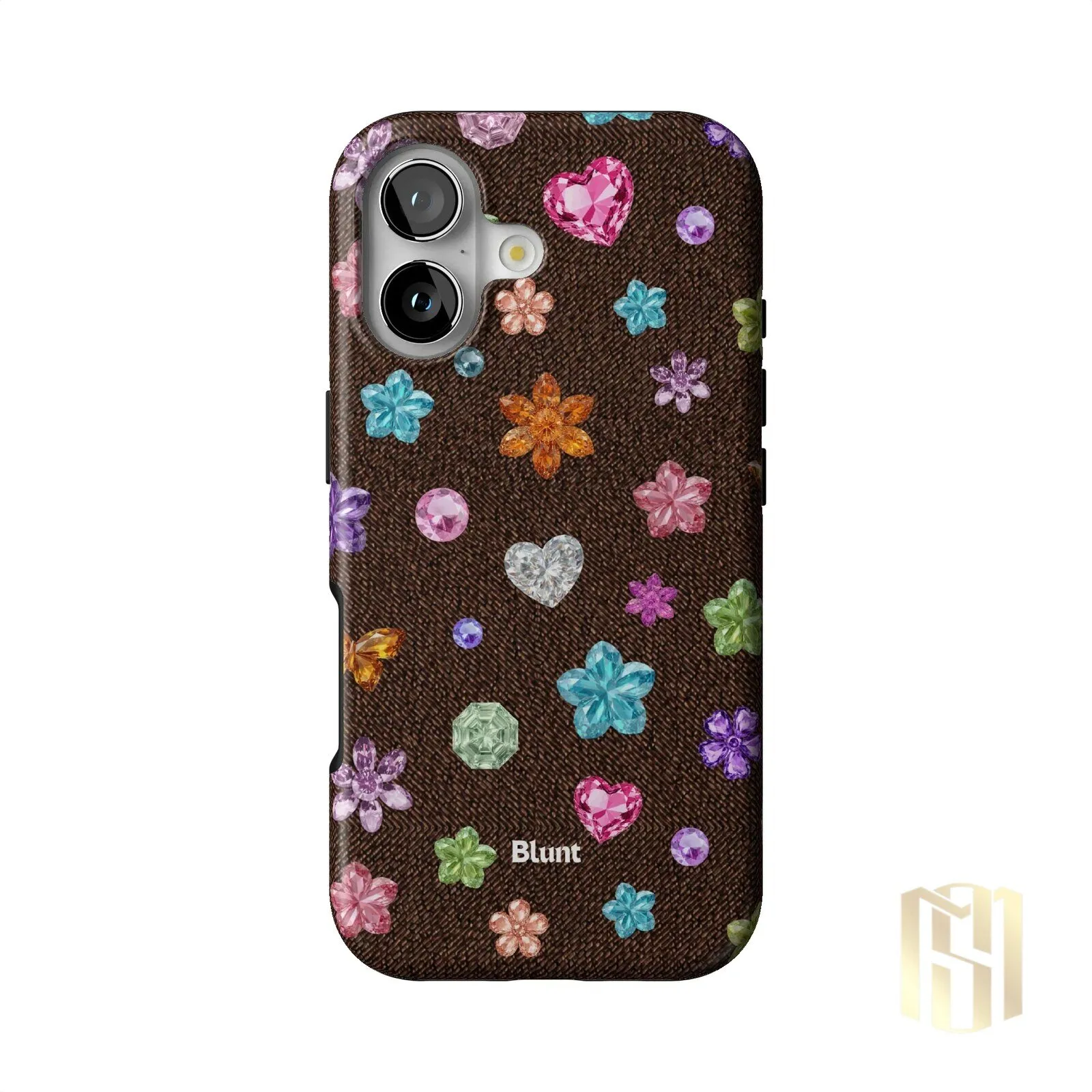 Brownie Gems Pattern iPhone Case with Colorful Crystal Flowers and Hearts 32 Brownie Gems Pattern iPhone Case with Colorful Crystal Flowers and Hearts