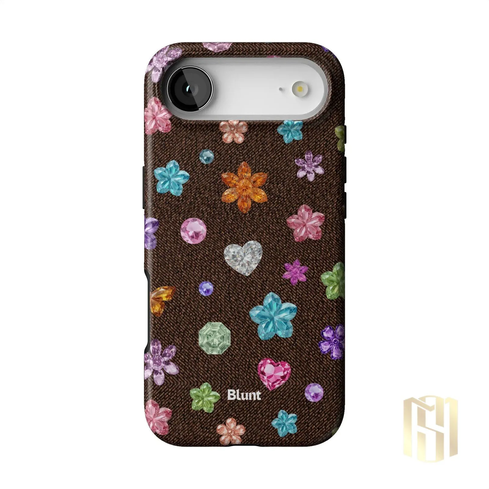 Brownie Gems Pattern iPhone Case with Colorful Crystal Flowers and Hearts 33 Brownie Gems Pattern iPhone Case with Colorful Crystal Flowers and Hearts