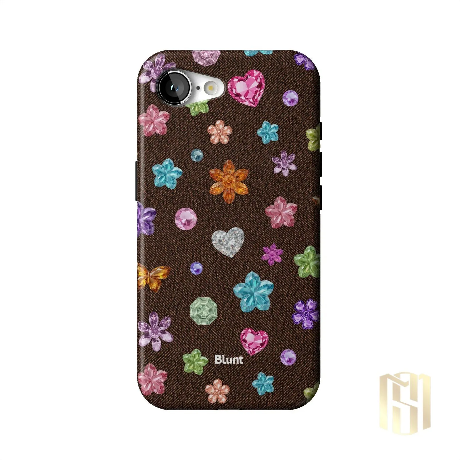 Brownie Gems Pattern iPhone Case with Colorful Crystal Flowers and Hearts 34 Brownie Gems Pattern iPhone Case with Colorful Crystal Flowers and Hearts