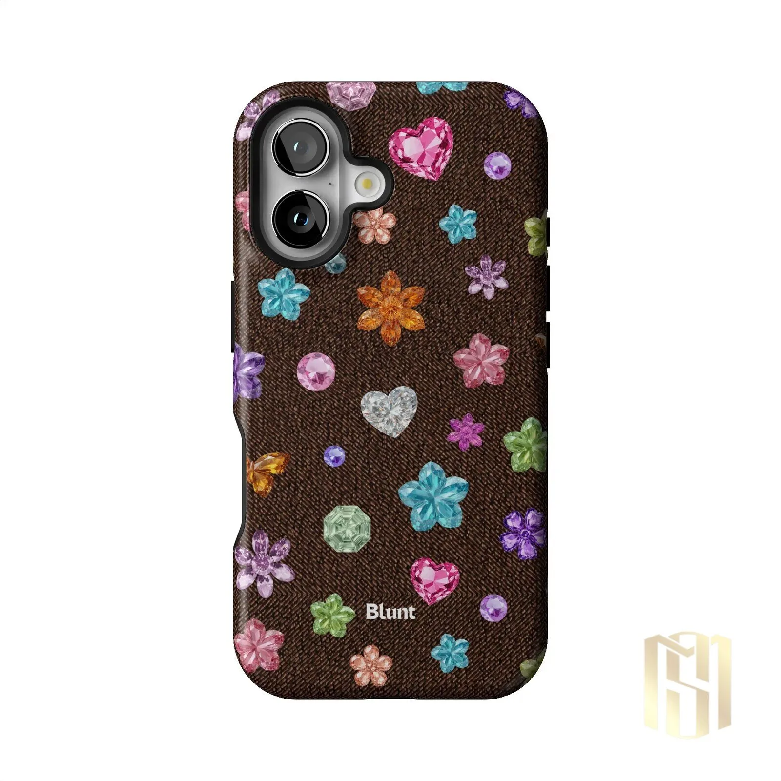 Brownie Gems Pattern iPhone Case with Colorful Crystal Flowers and Hearts 35 Brownie Gems Pattern iPhone Case with Colorful Crystal Flowers and Hearts