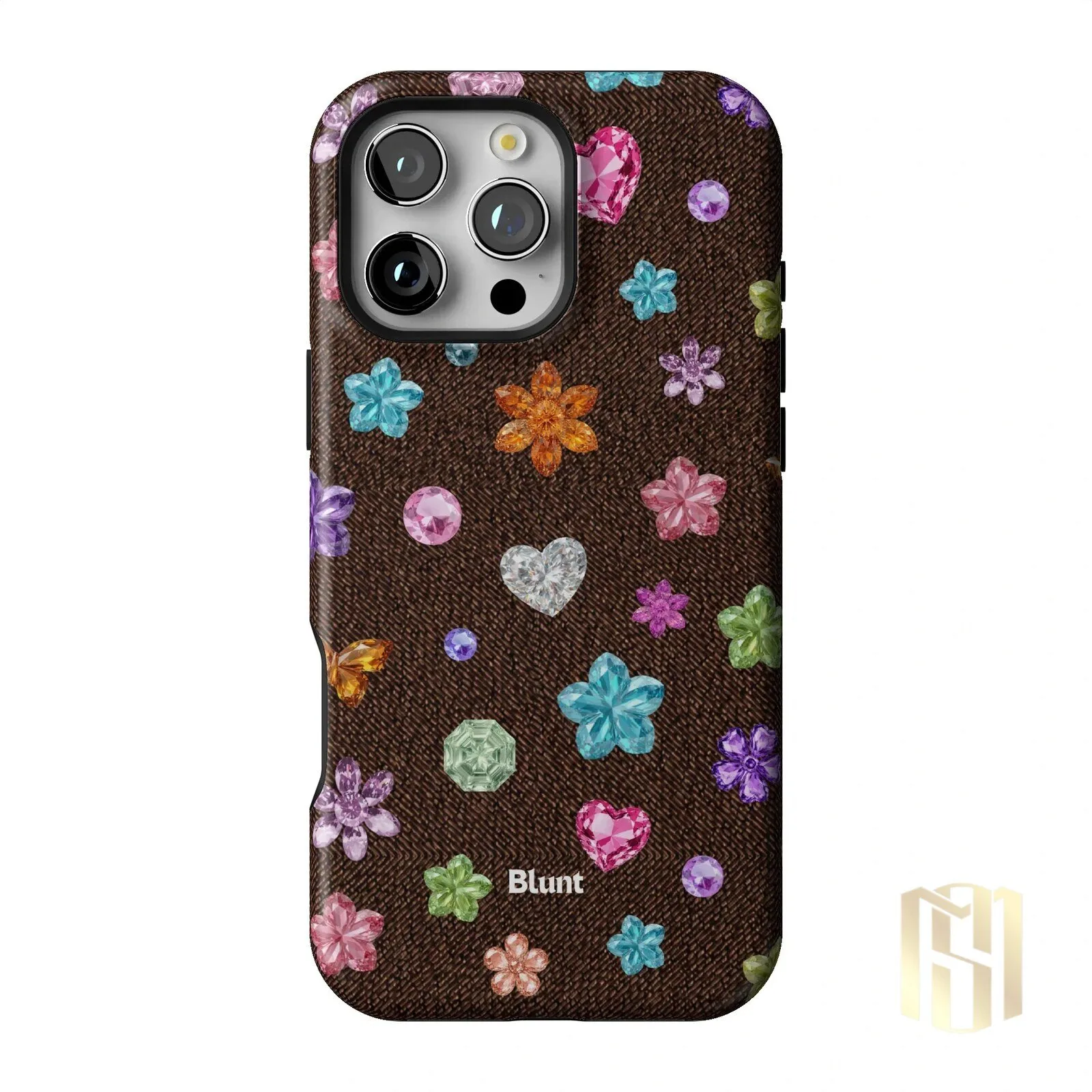 Brownie Gems Pattern iPhone Case with Colorful Crystal Flowers and Hearts 37 Brownie Gems Pattern iPhone Case with Colorful Crystal Flowers and Hearts