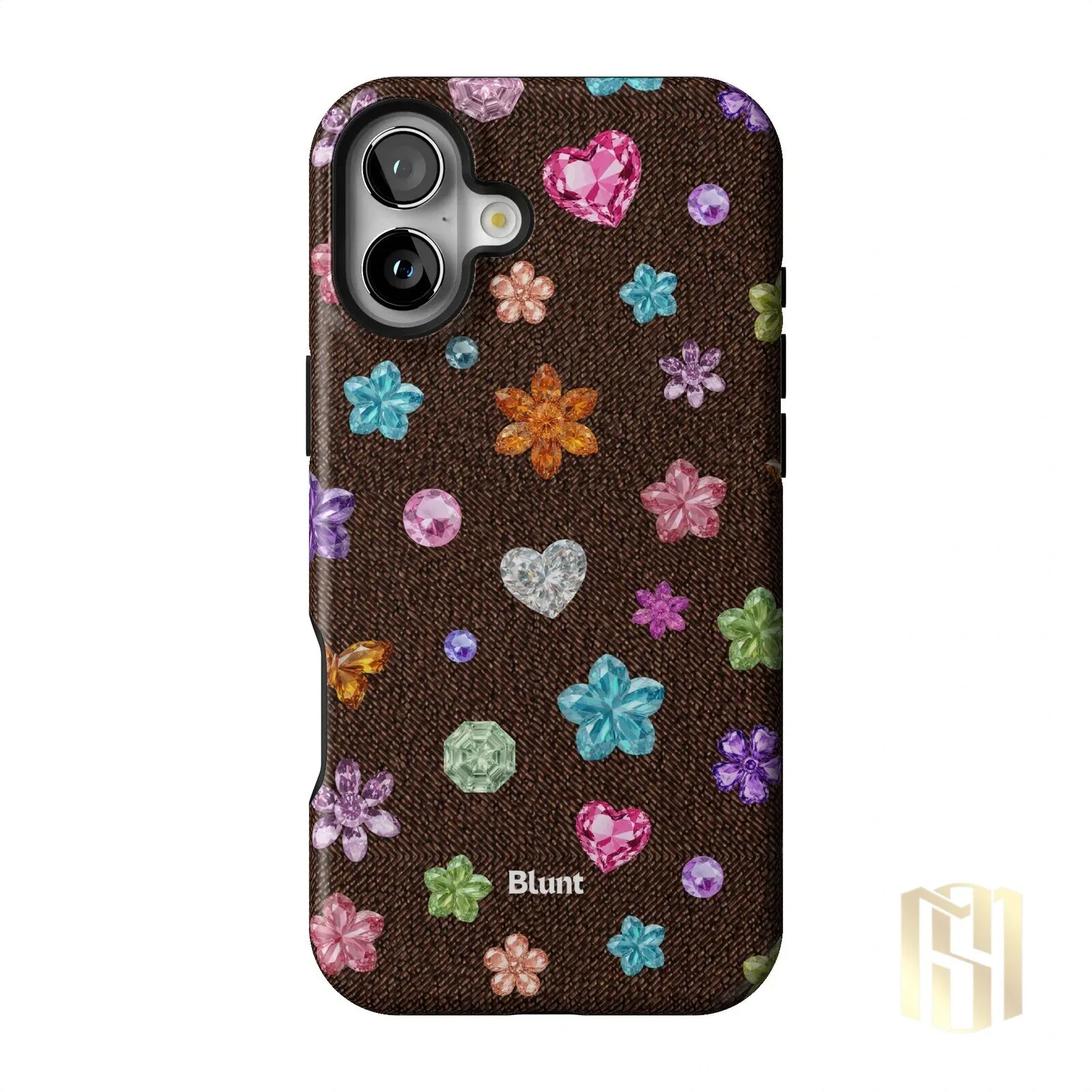 Brownie Gems Pattern iPhone Case with Colorful Crystal Flowers and Hearts 38 Brownie Gems Pattern iPhone Case with Colorful Crystal Flowers and Hearts