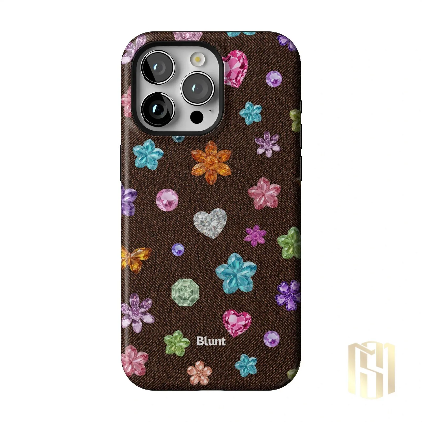 Brownie Gems Pattern iPhone Case with Colorful Crystal Flowers and Hearts 42 Brownie Gems Pattern iPhone Case with Colorful Crystal Flowers and Hearts