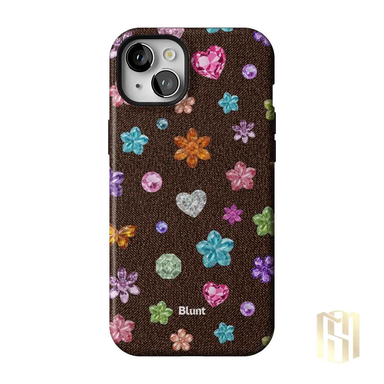 Brownie Gems Pattern iPhone Case with Colorful Crystal Flowers and Hearts 43 Brownie Gems Pattern iPhone Case with Colorful Crystal Flowers and Hearts
