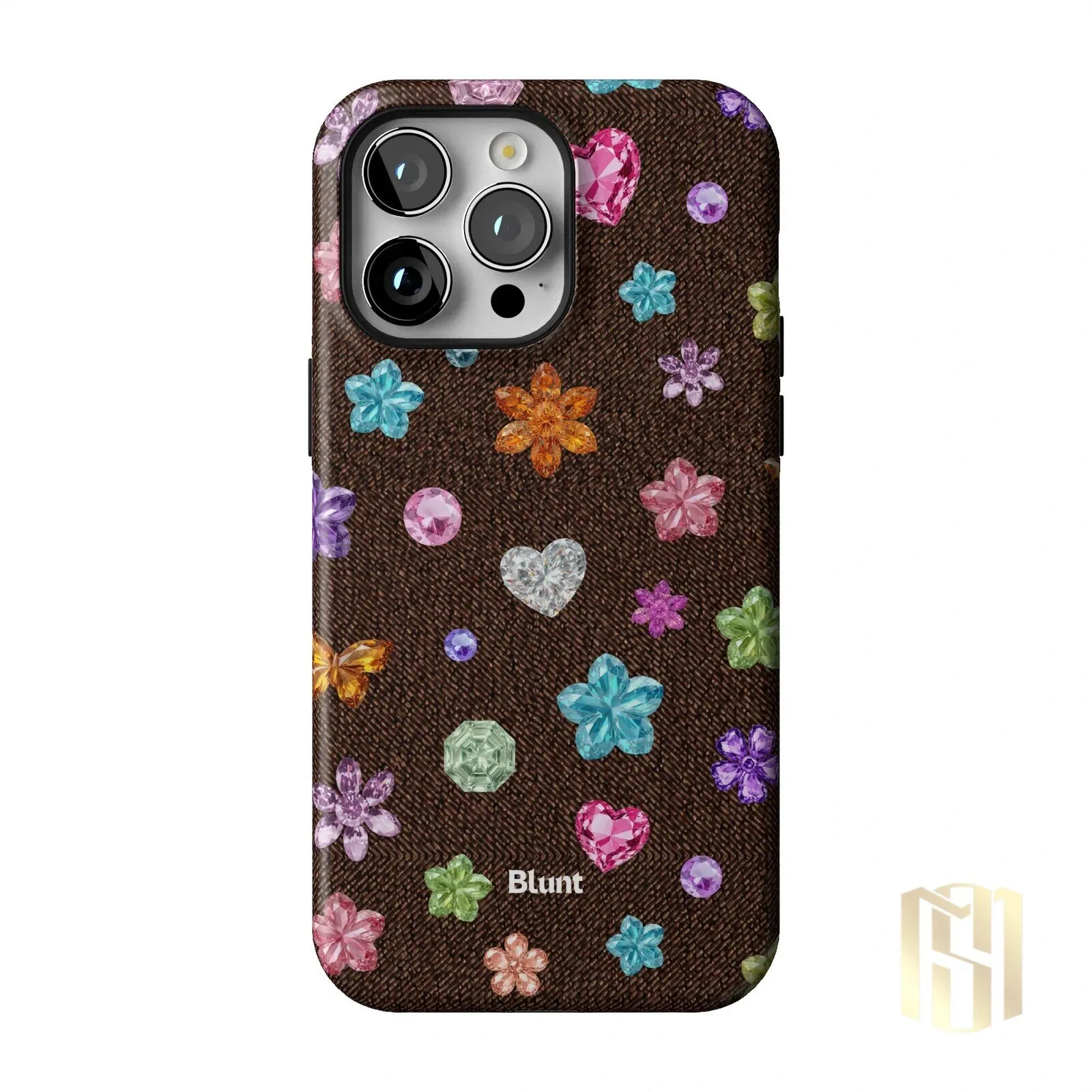 Brownie Gems Pattern iPhone Case with Colorful Crystal Flowers and Hearts 46 Brownie Gems Pattern iPhone Case with Colorful Crystal Flowers and Hearts