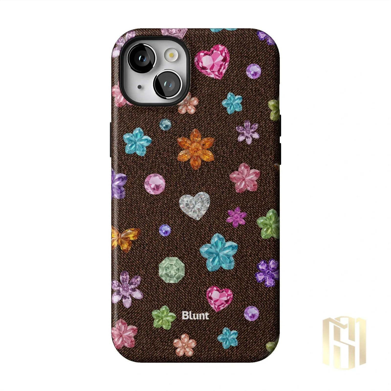 Brownie Gems Pattern iPhone Case with Colorful Crystal Flowers and Hearts 47 Brownie Gems Pattern iPhone Case with Colorful Crystal Flowers and Hearts
