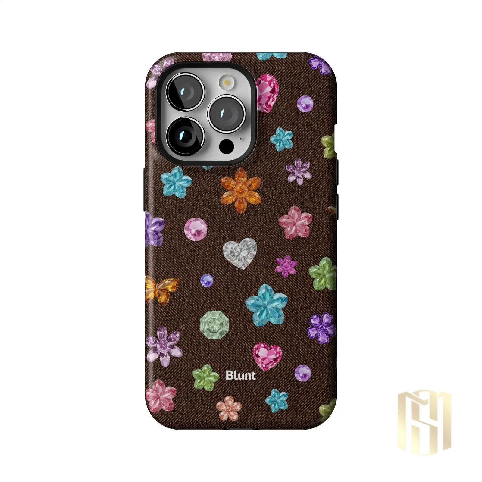 Brownie Gems Pattern iPhone Case with Colorful Crystal Flowers and Hearts 49 Brownie Gems Pattern iPhone Case with Colorful Crystal Flowers and Hearts