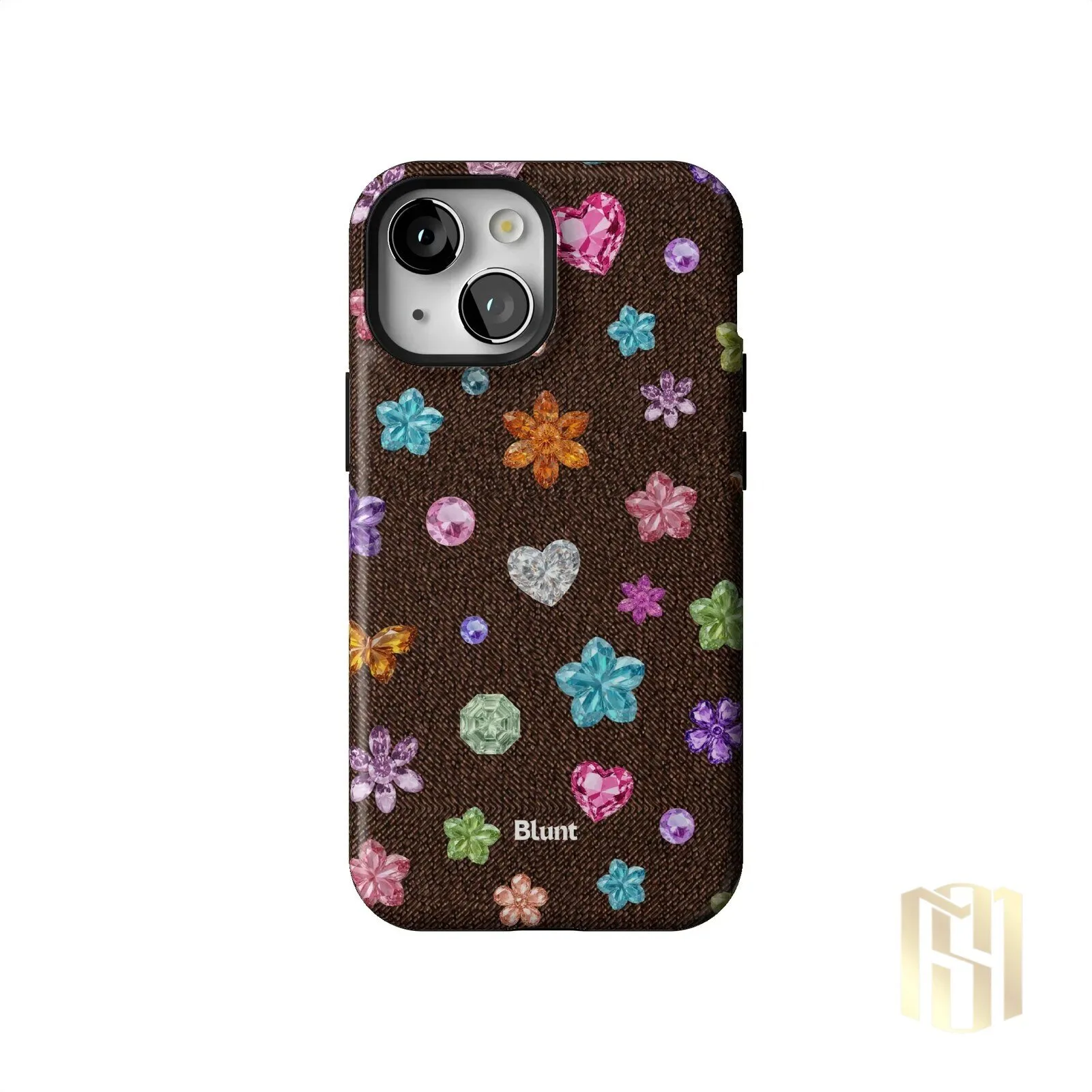 Brownie Gems Pattern iPhone Case with Colorful Crystal Flowers and Hearts 51 Brownie Gems Pattern iPhone Case with Colorful Crystal Flowers and Hearts