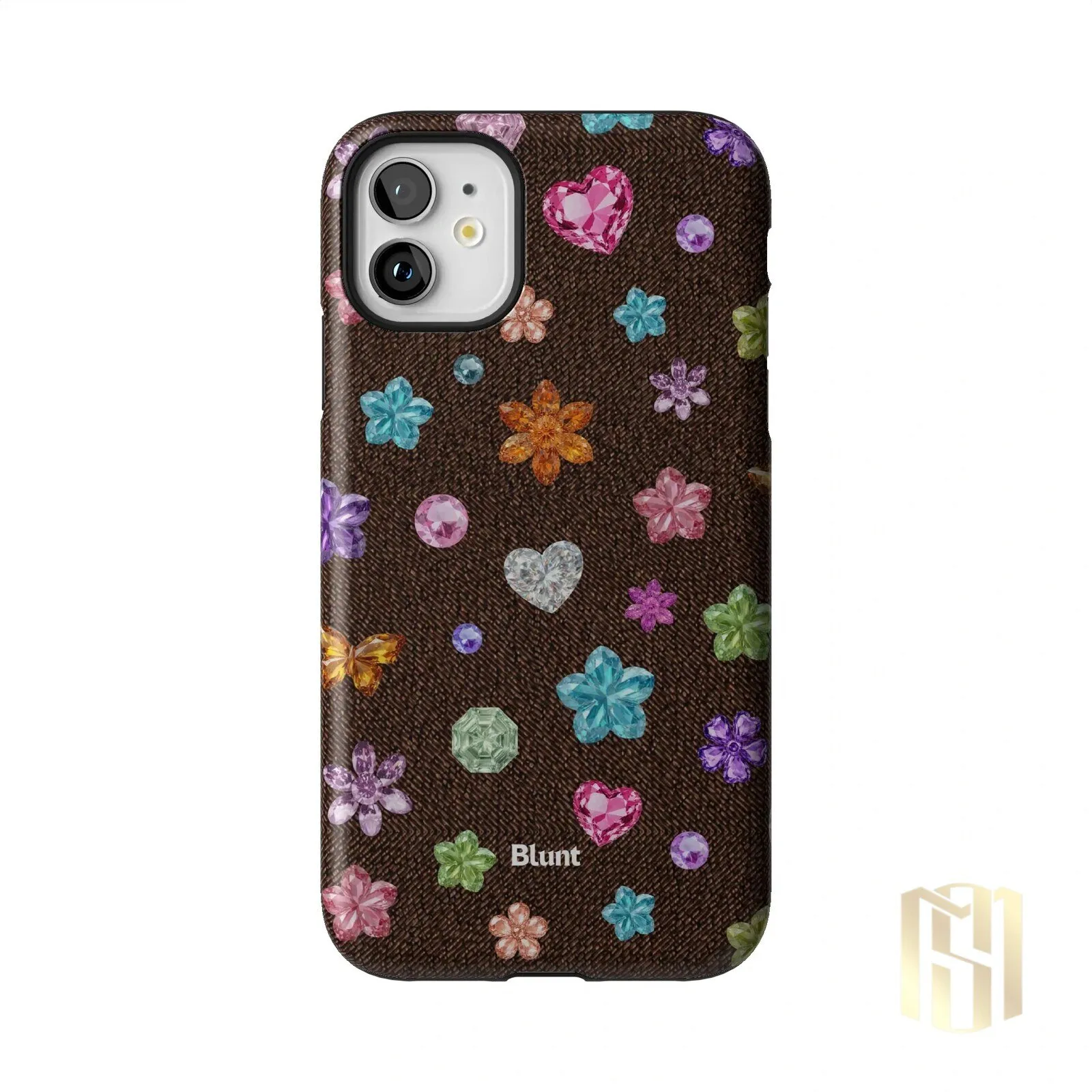 Brownie Gems Pattern iPhone Case with Colorful Crystal Flowers and Hearts 56 Brownie Gems Pattern iPhone Case with Colorful Crystal Flowers and Hearts