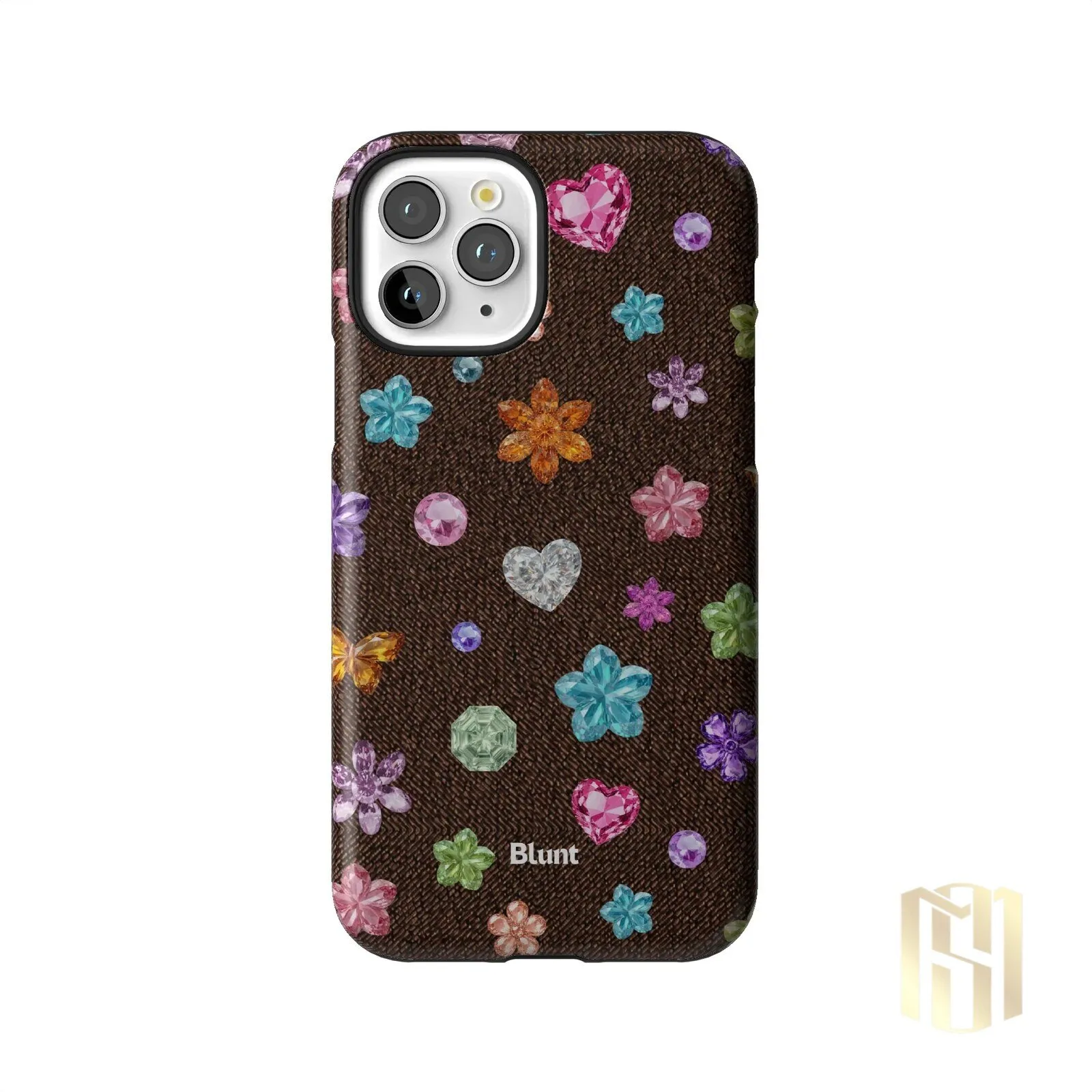 Brownie Gems Pattern iPhone Case with Colorful Crystal Flowers and Hearts 57 Brownie Gems Pattern iPhone Case with Colorful Crystal Flowers and Hearts
