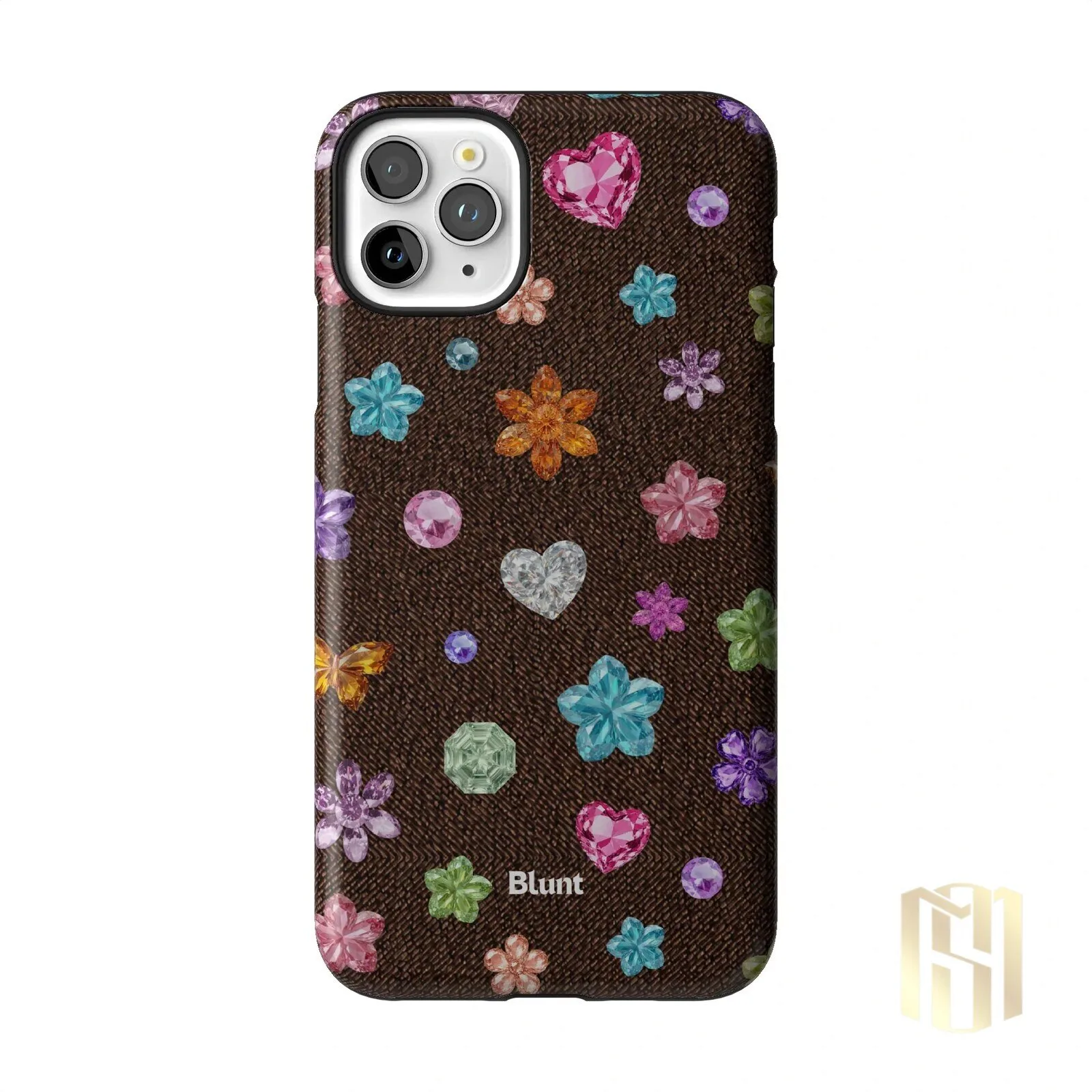Brownie Gems Pattern iPhone Case with Colorful Crystal Flowers and Hearts 58 Brownie Gems Pattern iPhone Case with Colorful Crystal Flowers and Hearts