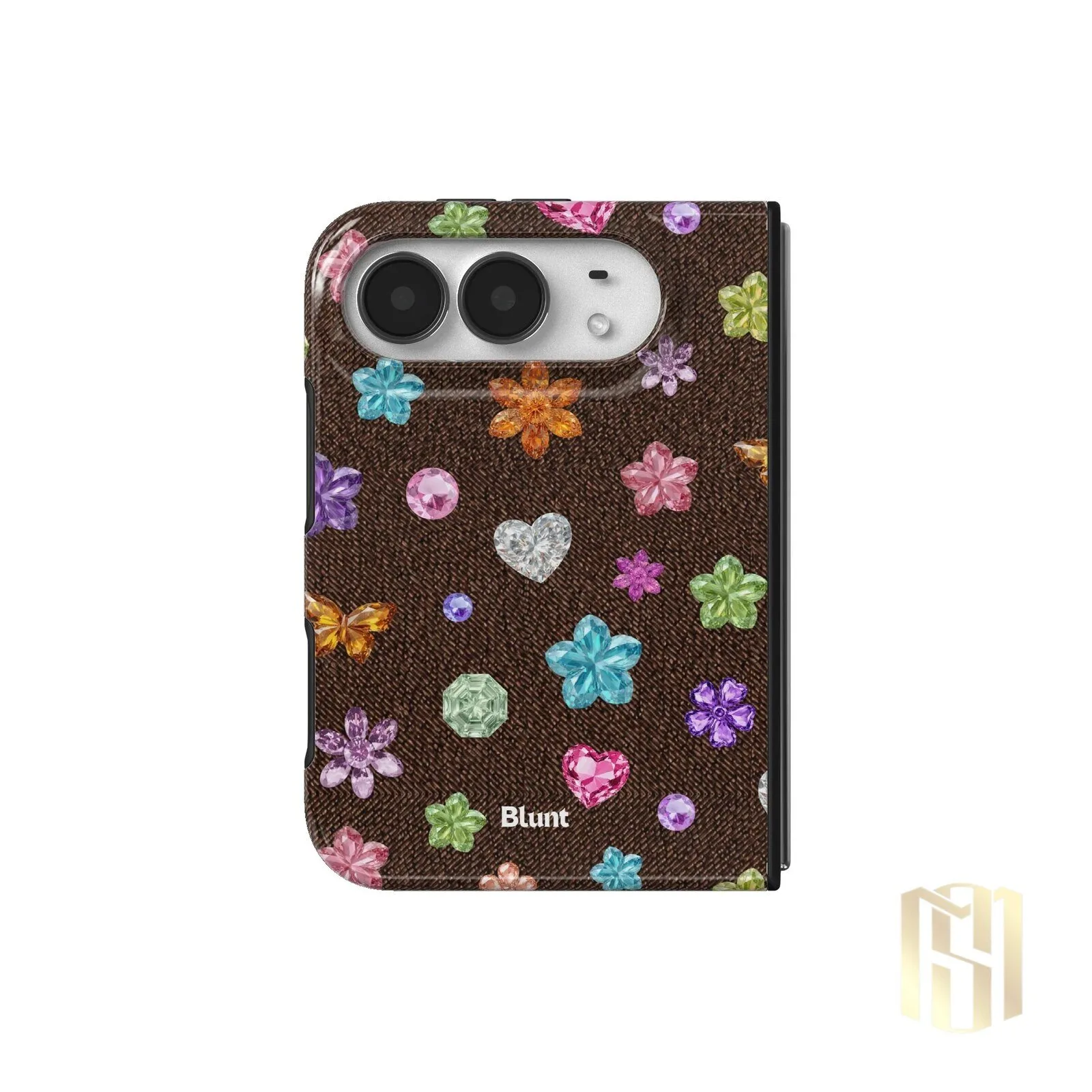 Brownie Gems Pattern iPhone Case with Colorful Crystal Flowers and Hearts 59 Brownie Gems Pattern iPhone Case with Colorful Crystal Flowers and Hearts