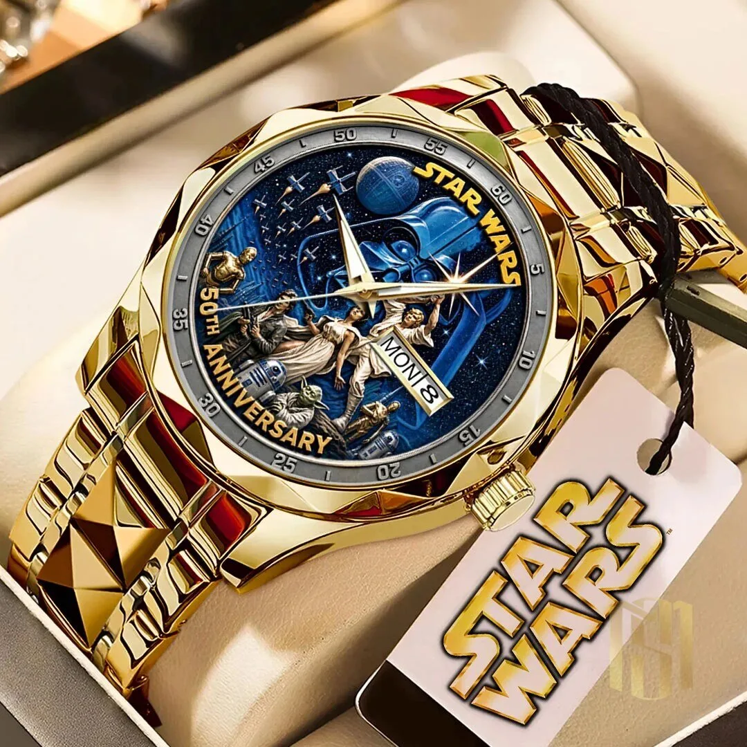 Star Wars 50th Anniversary Gold Tone Stainless Steel Men's Watch