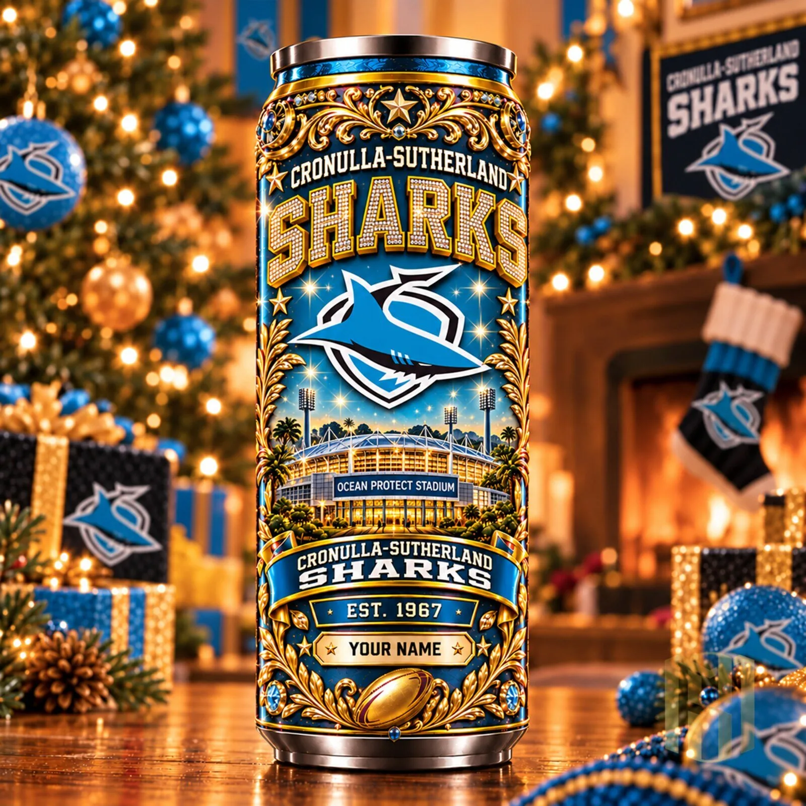 Cronulla-Sutherland Sharks NRL Personalized Name Tumbler Can 1 Cronulla-Sutherland Sharks NRL Personalized Name Tumbler Can